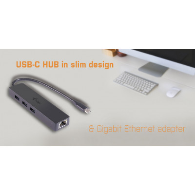 i-tec Advance C31GL3SLIM hub & concentrateur USB 3.2 Gen 1 (3.1 Gen 1) Type-C 5000 Mbit/s Noir